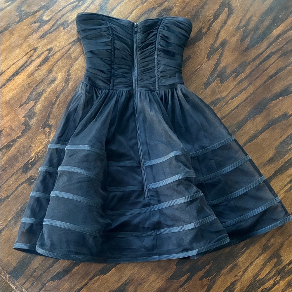 Betsy & Adam Black Ruched Strapless Dress